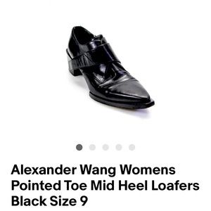 ALEXANDER WANG Pointed Toe Mid Heel Loafers Black Size 9